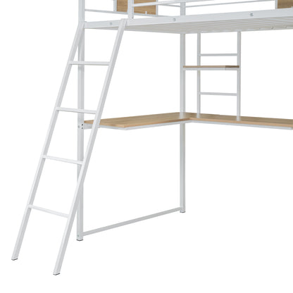 Twin Loft Bed with Desk Gray