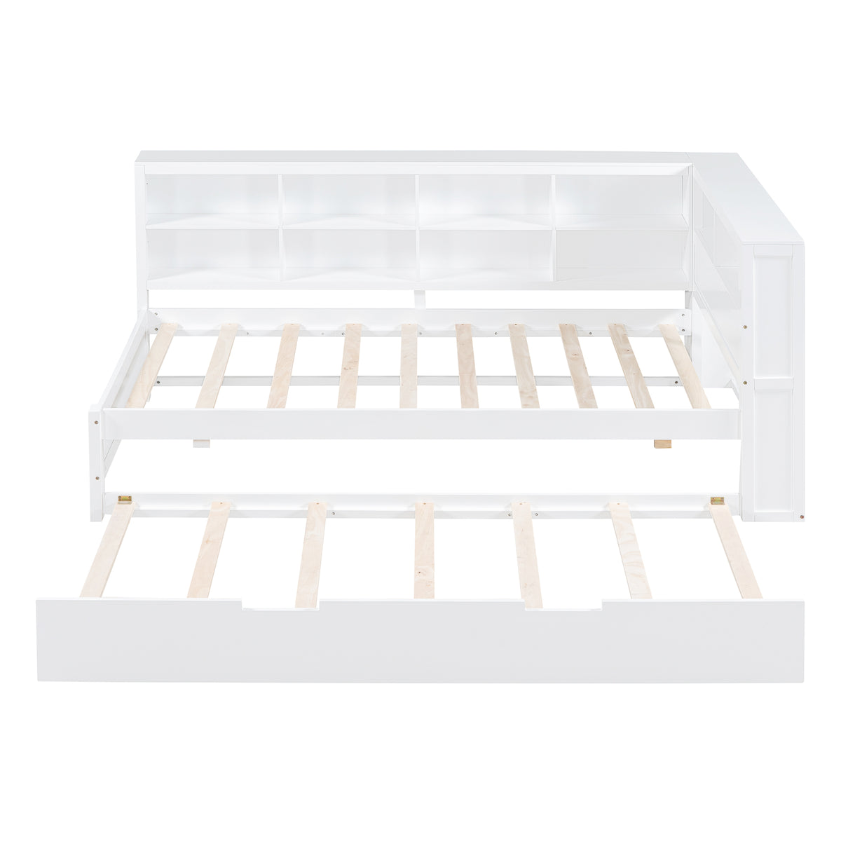 Twin Daybed with Storage Shelf White