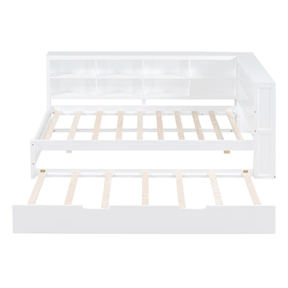 Twin Daybed with Storage Shelf White