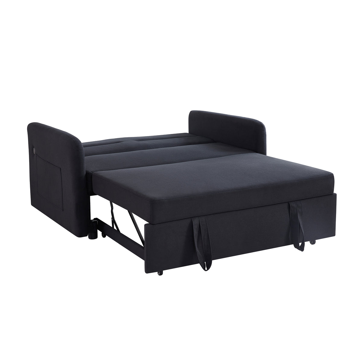 Black Fabric Convertible Sofa Bed – Twin Size Sleeper