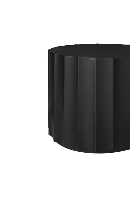 Black 2-Piece Round Nesting Coffee Table Set – Modern MDF with Lacquered Finish
