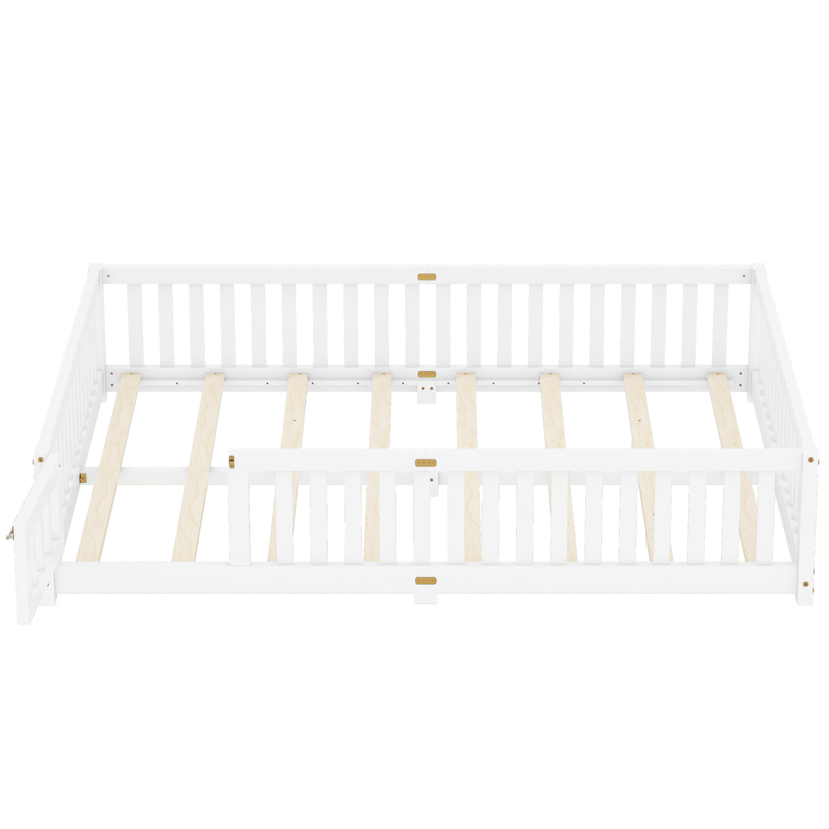 Kids Safety Floor Bed – White Guardrail Edition
