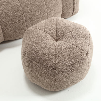 Soft Bean Bag Chair with Footstool Beige