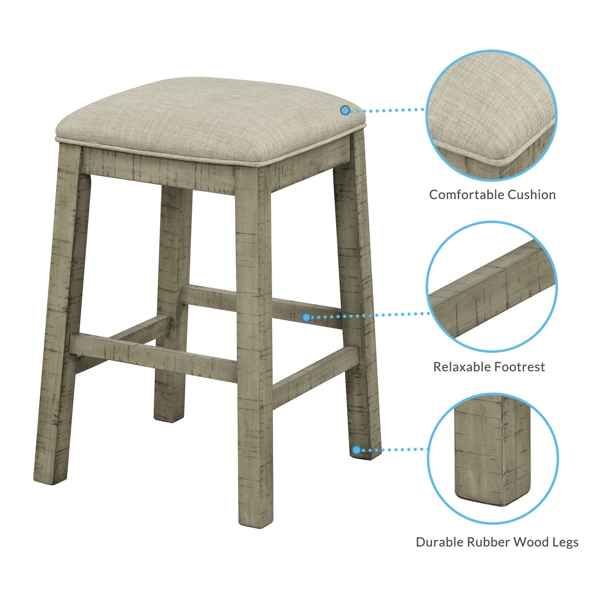 Counter Dining Set with Fabric Stools Green