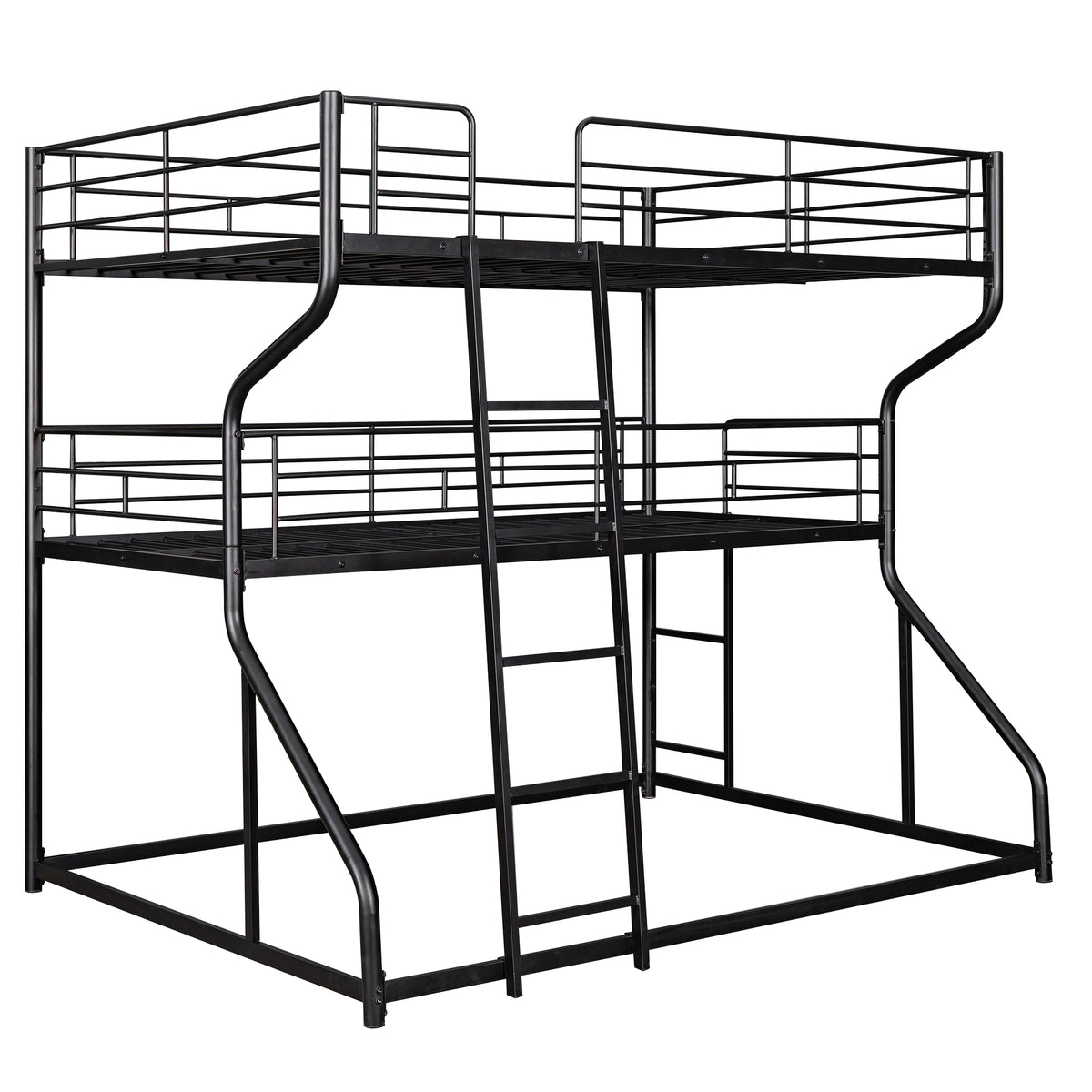 Black Triple Bunk Bed – 3-Tier Space-Saving Metal Frame for Kids & Teens