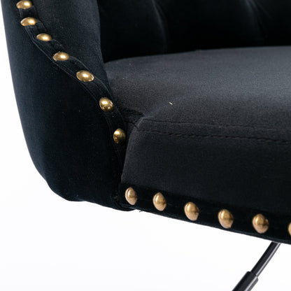 Swivel Velvet Bar Stool Set (2 pcs) – Black