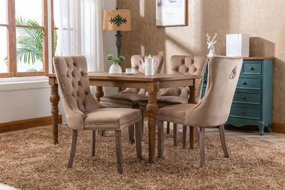 Tufted Dining Chair Set of 2 Khaki