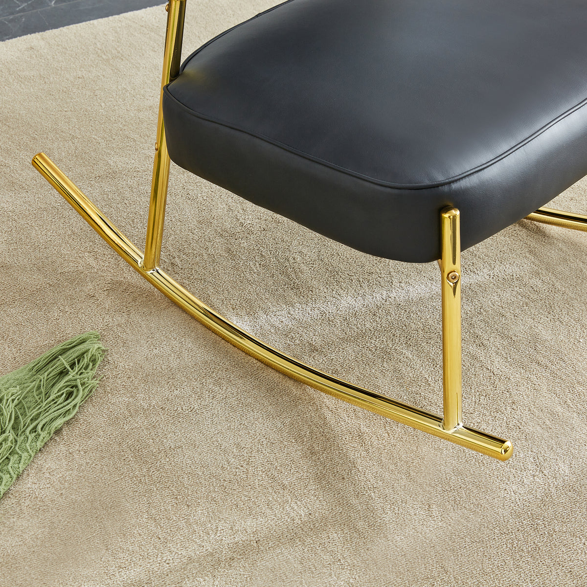 PU Leather Rocking Chair – Gold Metal Legs
