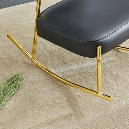 PU Leather Rocking Chair – Gold Metal Legs