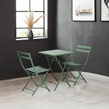 3-Piece Patio Bistro Set with Chairs Dark Green