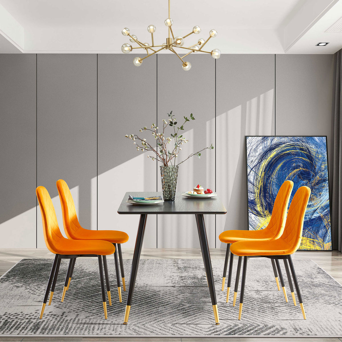 Modern Black MDF Kitchen Dining Table