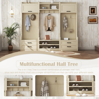 Hall Tree Cabinet Beige
