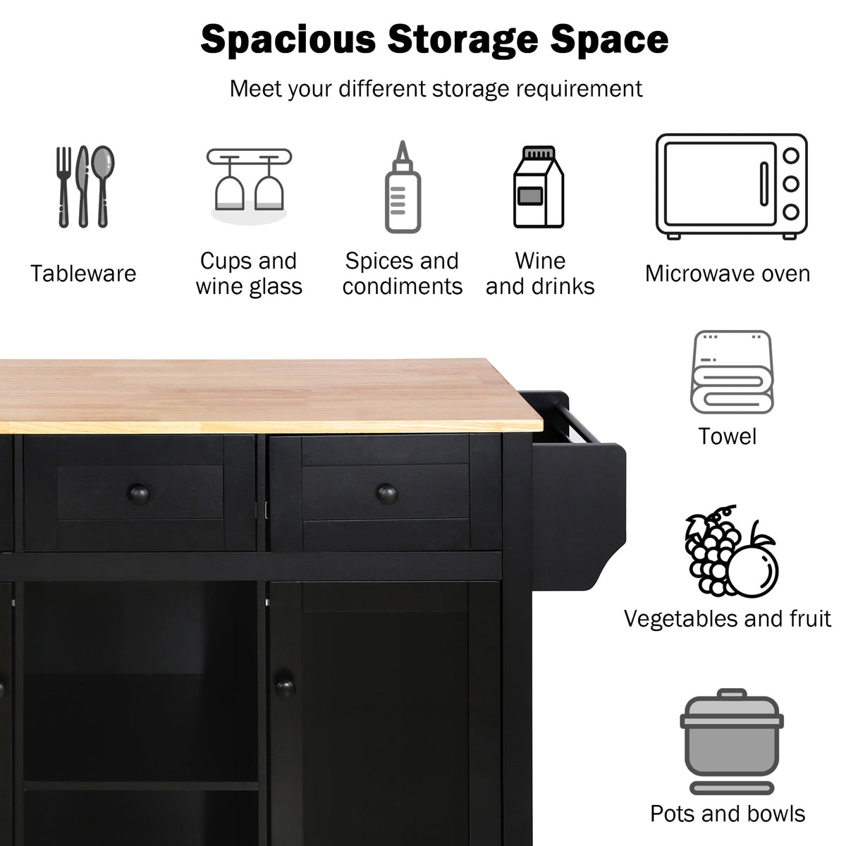 Kitchen Island Cart Black