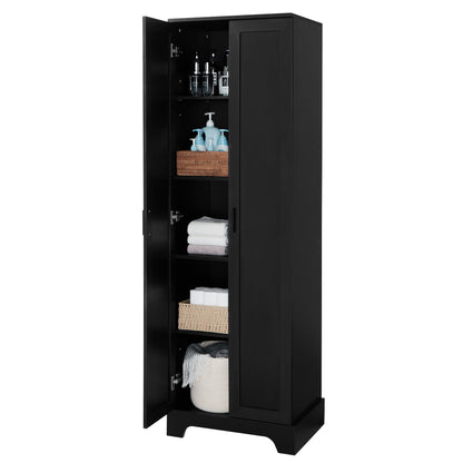 Black Storage Cabinet with Adjustable Shelf MDF Board