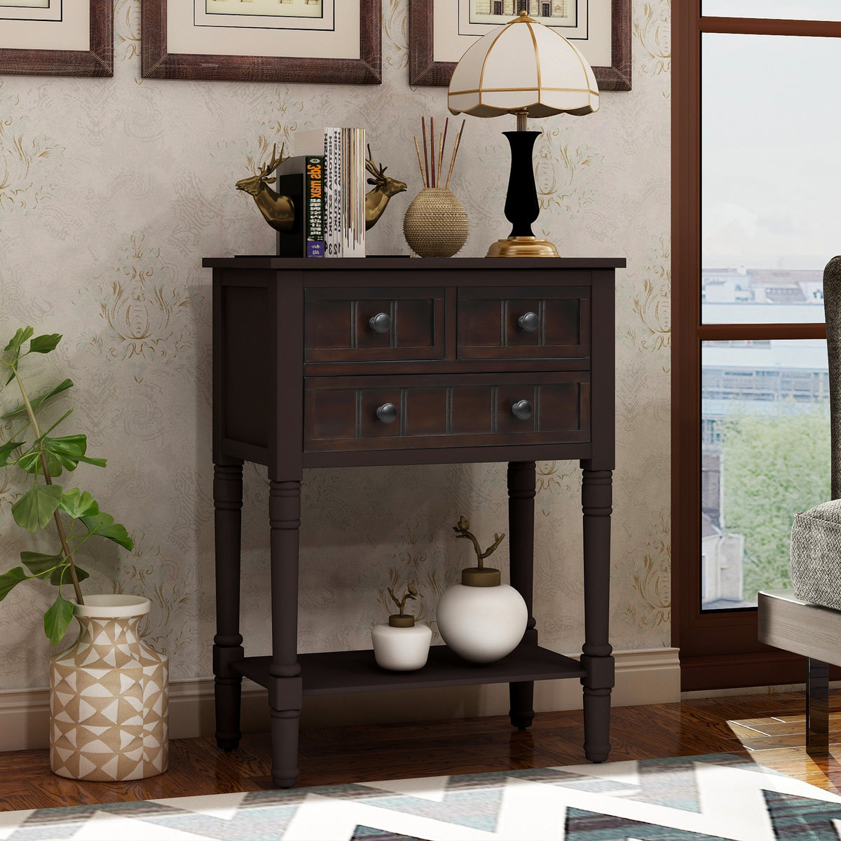 Console Table with Drawers Espresso
