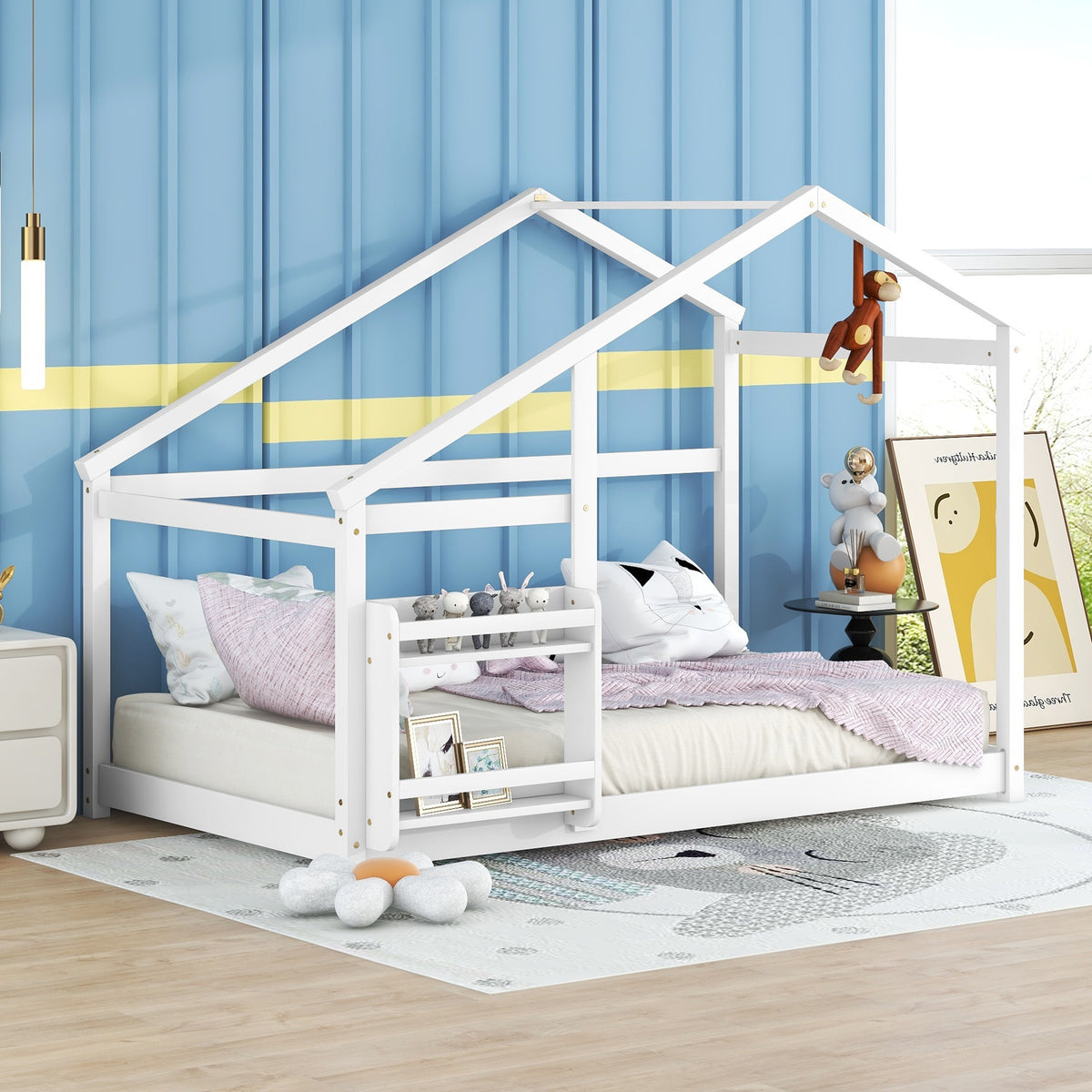 Twin Platform Bed White Finish