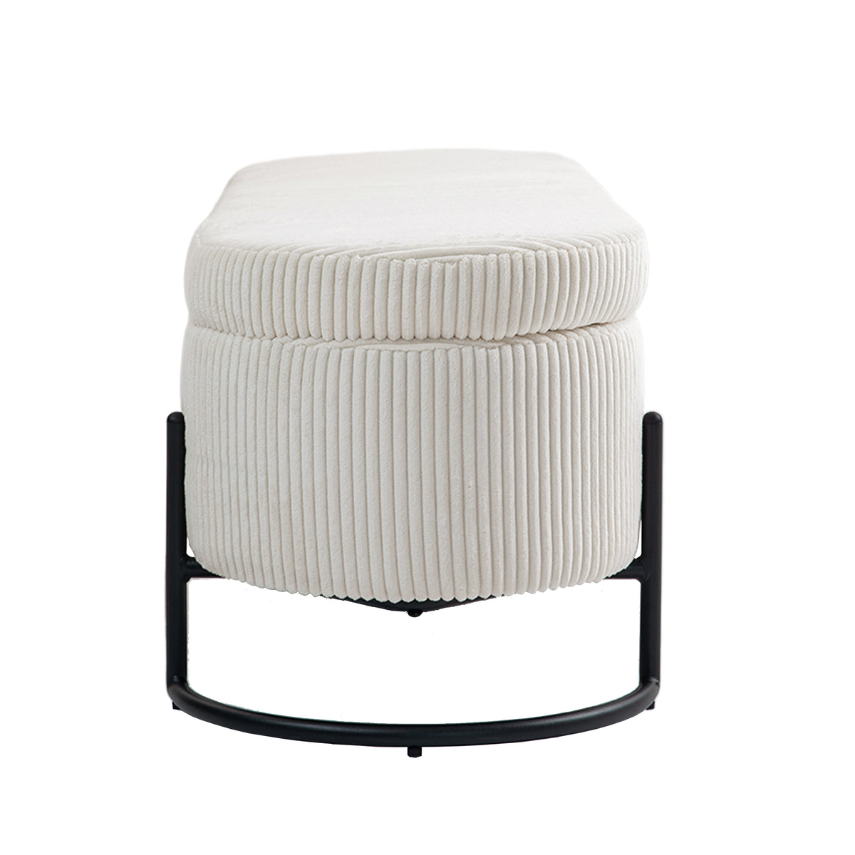 Storage Ottoman Stool – Beige Fabric