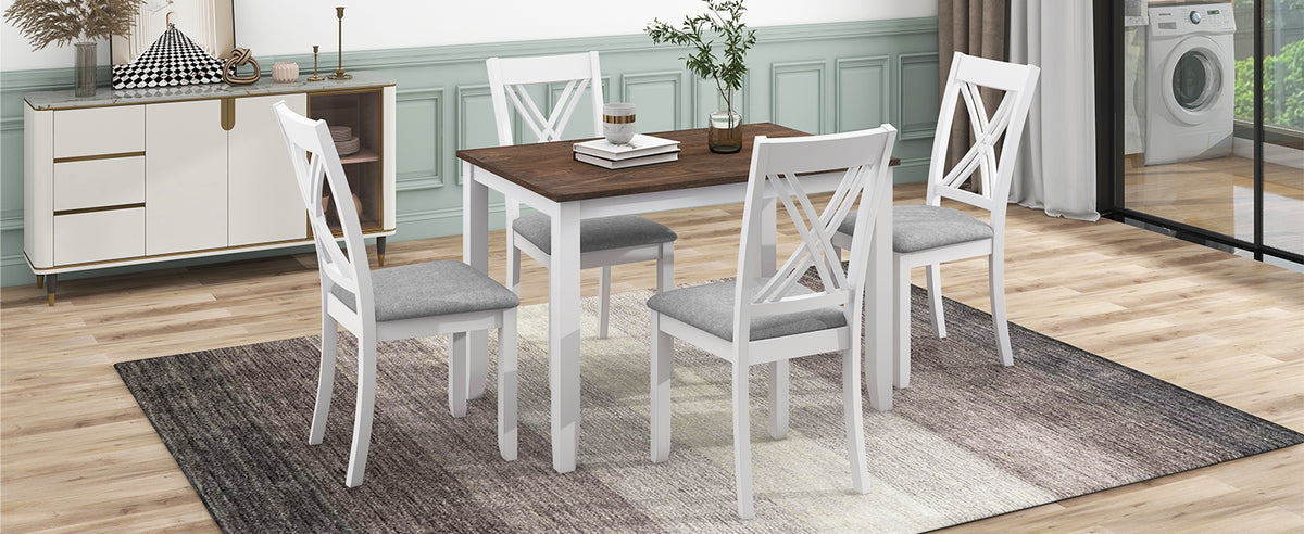 Rustic 5-Piece Dining Set with X-Back Chairs