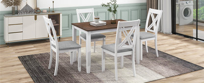 Rustic 5-Piece Dining Set with X-Back Chairs