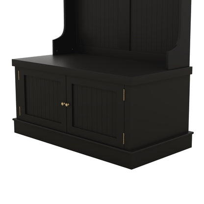 Hall Tree with Drawers and Hooks Black