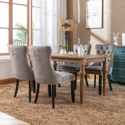 Nikki Tufted Linen Dining Chair Set (2 pcs) – Gray
