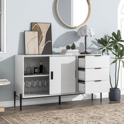 Modern White Console Cabinet with Sliding Doors