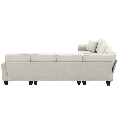 Modern Fabric Sectional Sofa – 7-Seater