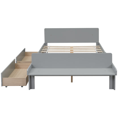 Full Bed with Bench Grey