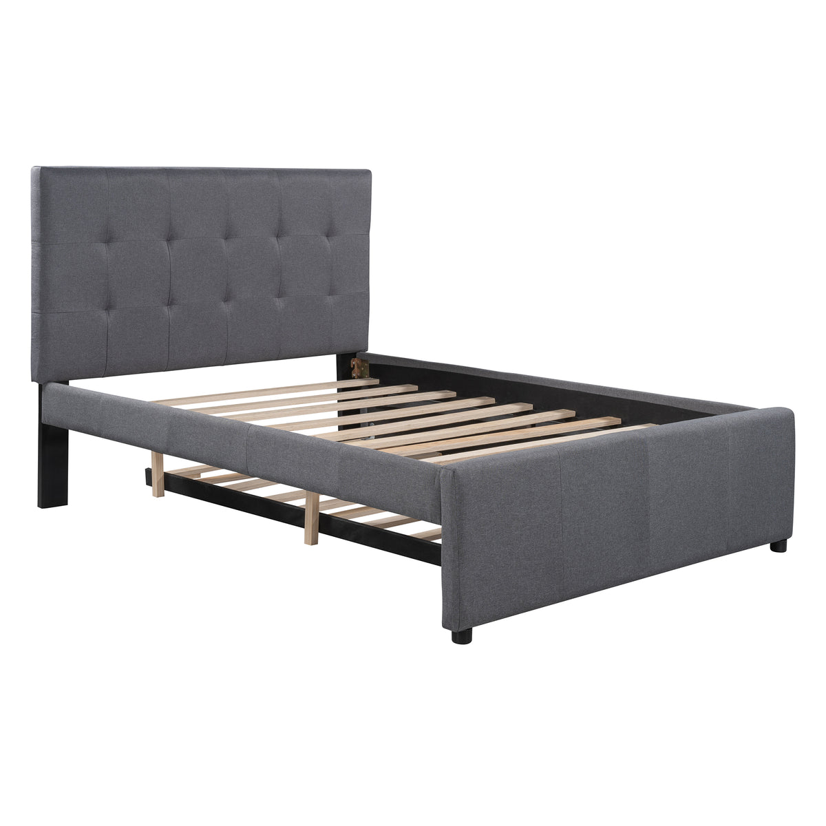 Linen Upholstered Bed with Trundle Full