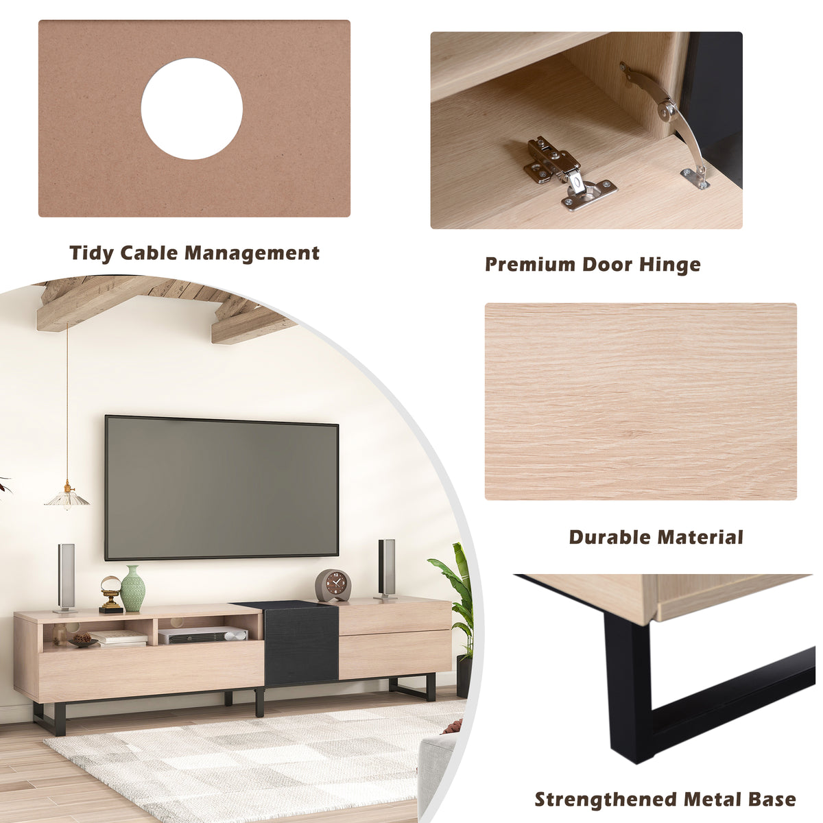 Modern 80" TV Stand with Storage Console