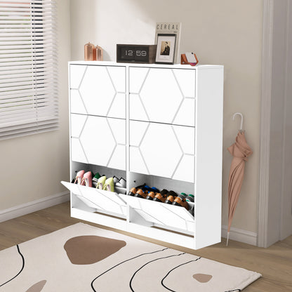 6-Tier Carved Panel Shoe Storage Cabinet for Entryway