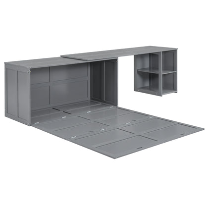 Queen Murphy Bed with Rotating Base Gray
