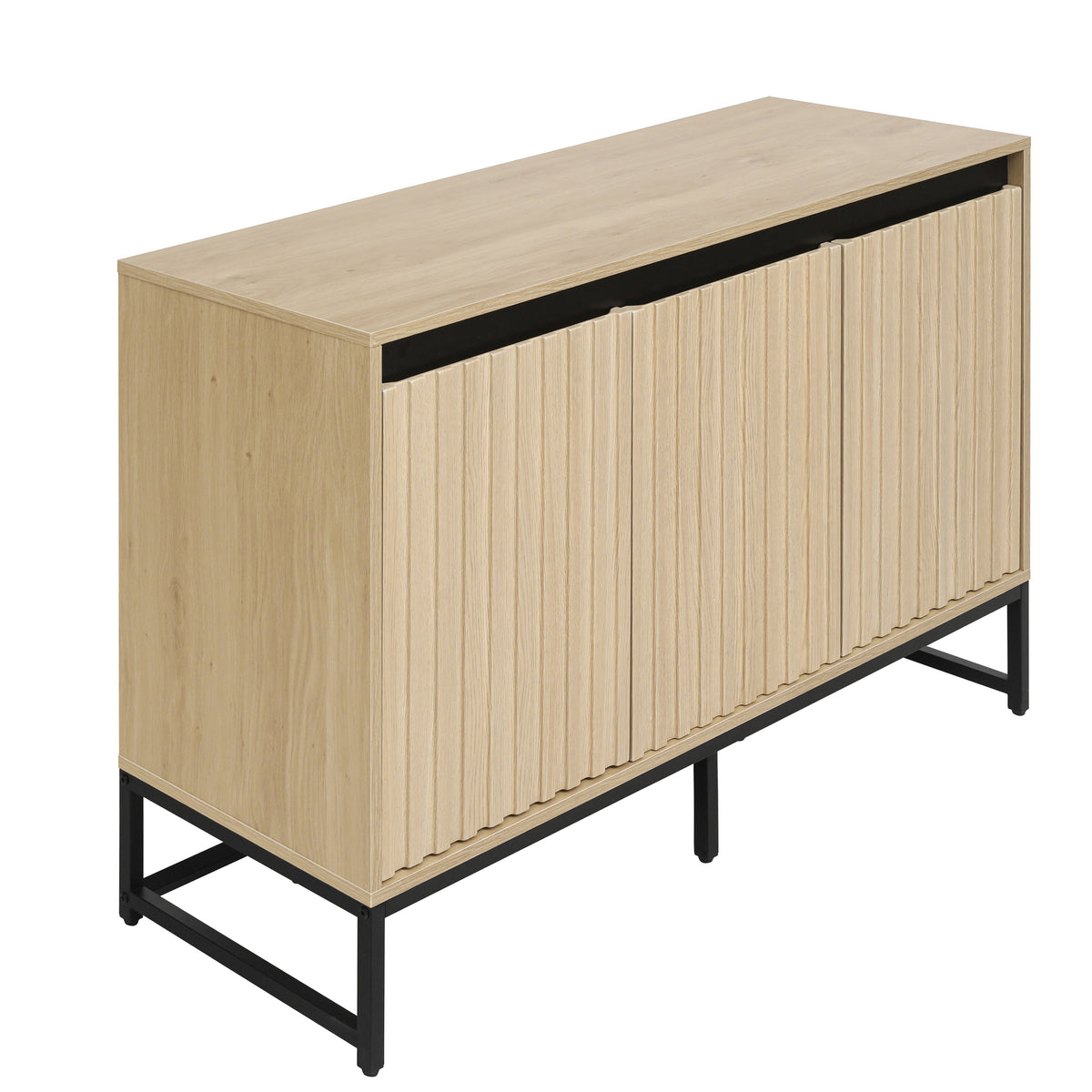 Engraved 3-Door Sideboard Cabinet with LED Lighting