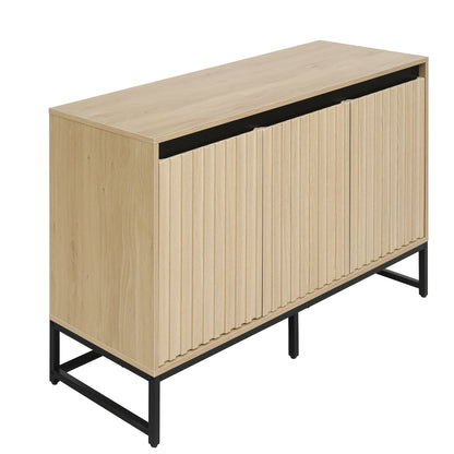 Engraved 3-Door Sideboard Cabinet with LED Lighting