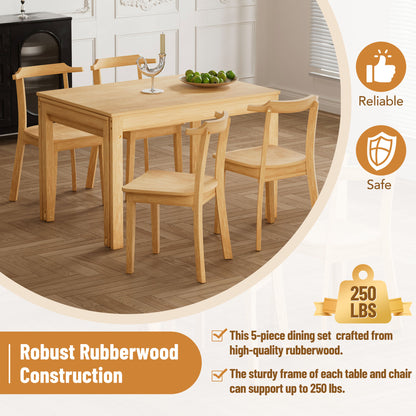 65” 5-Piece Dining Set – Natural Finish