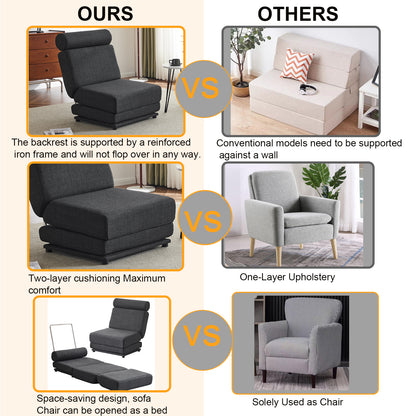 Single Sofa Bed Foldable Gray