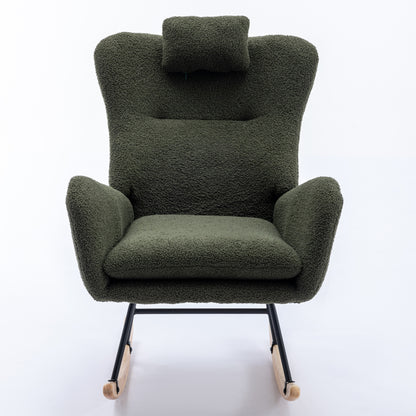 Plush Teddy Rocking Chair – Dark Green