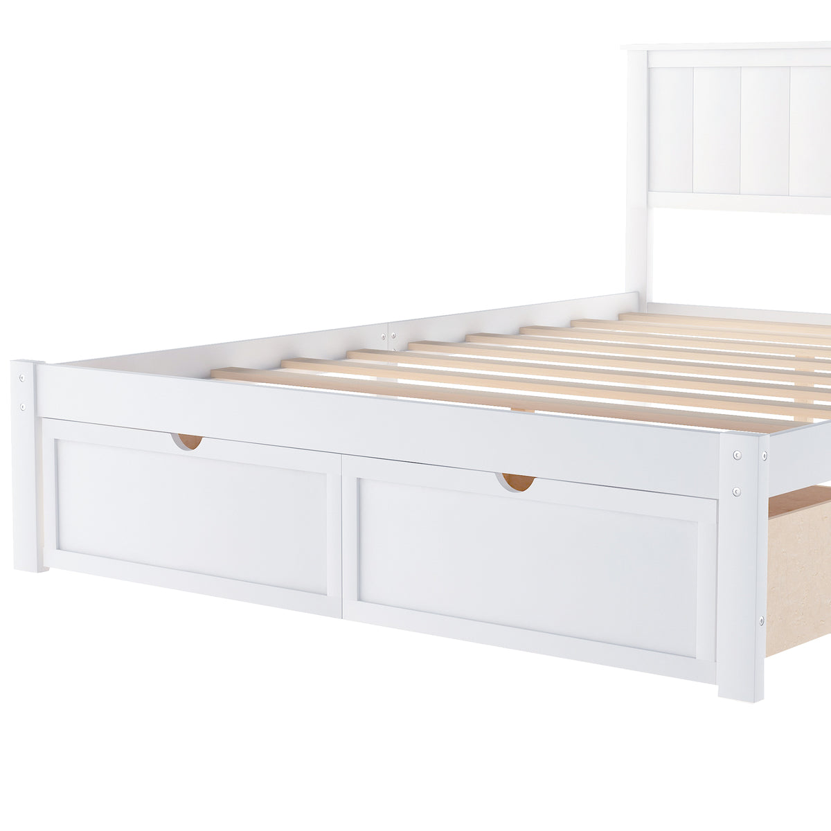Full Platform Bed with Drawers White