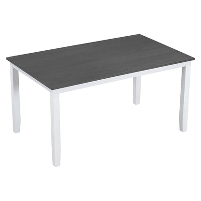 6-Piece Farmhouse Dining Set – Gray & White