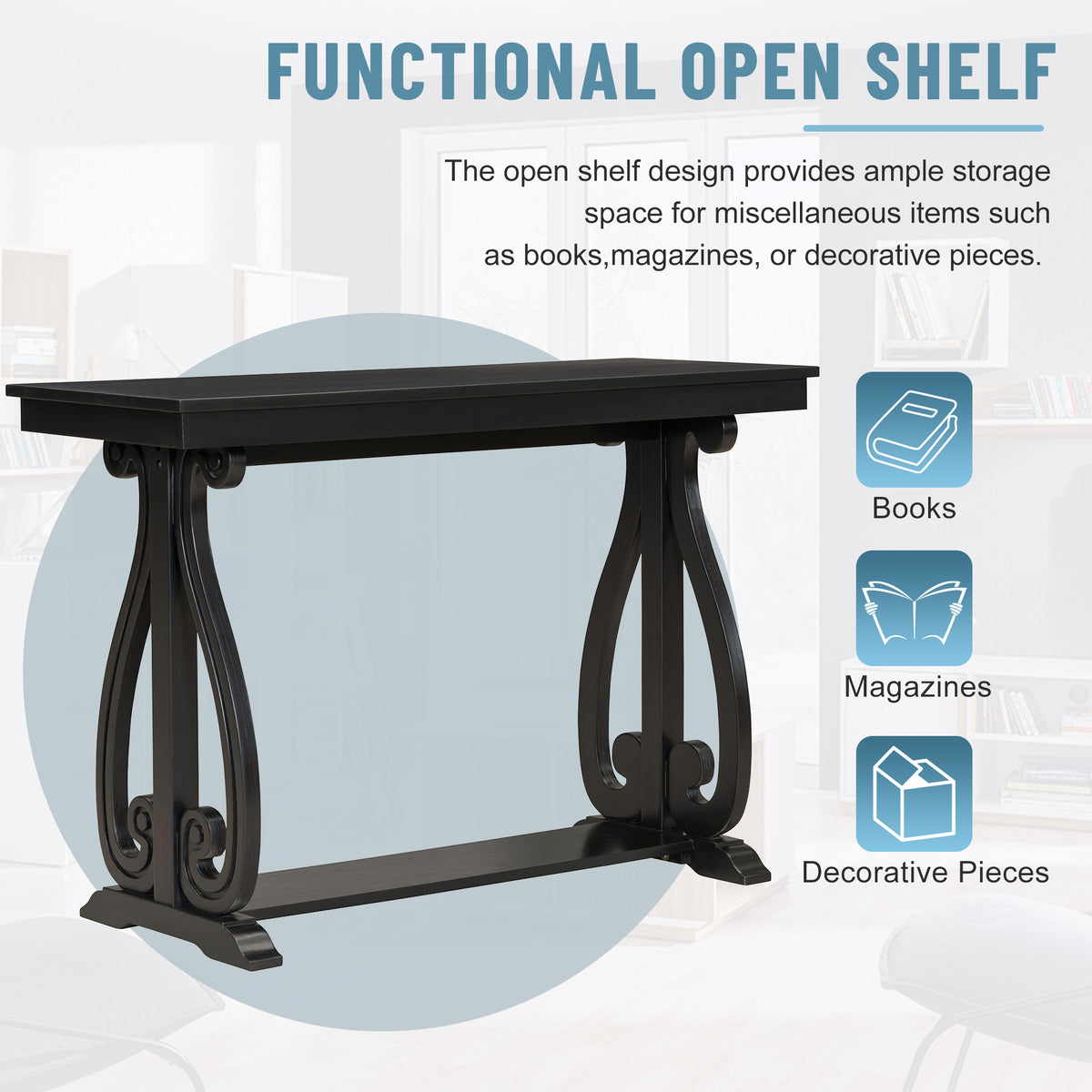 Rustic Console Table Black