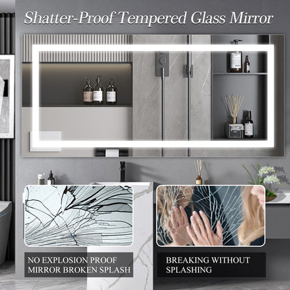 LED Bathroom Mirror 72×36 Anti-Fog