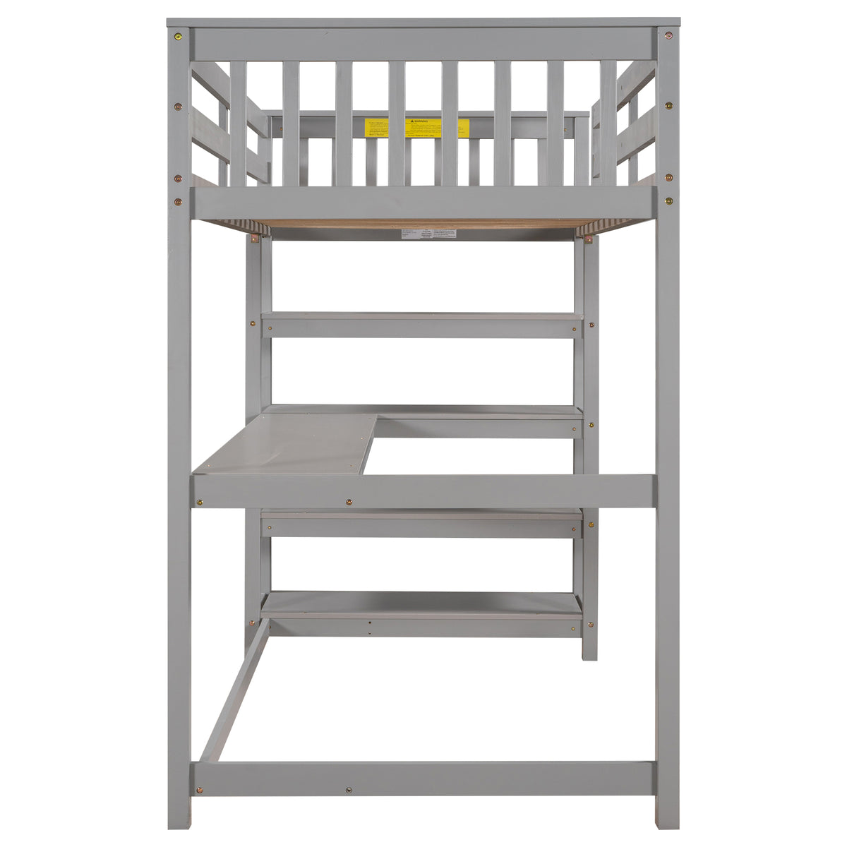 Twin Loft Bed with Storage Gray
