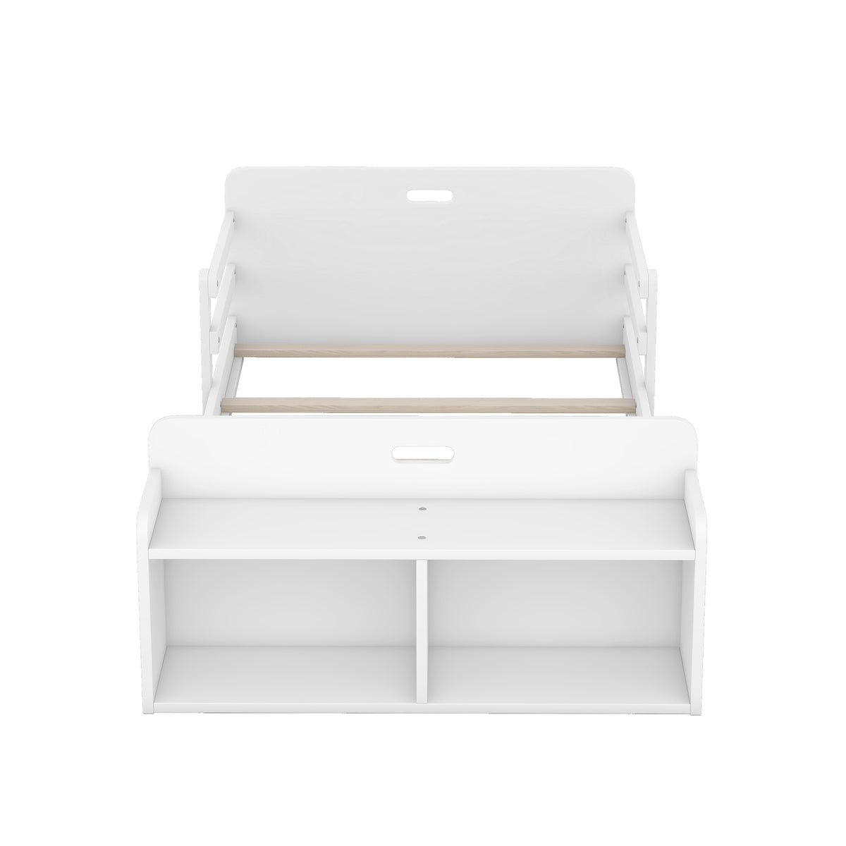 Twin Floor Bed with Guardrail White