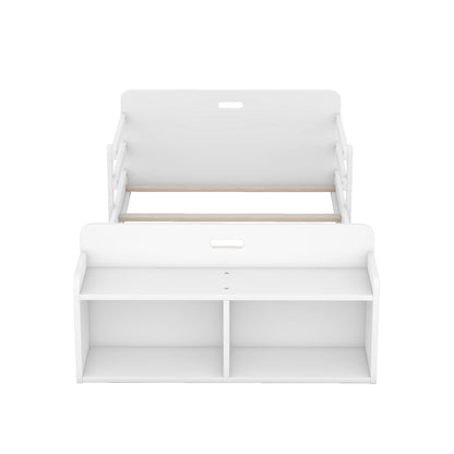 Twin Floor Bed with Guardrail White