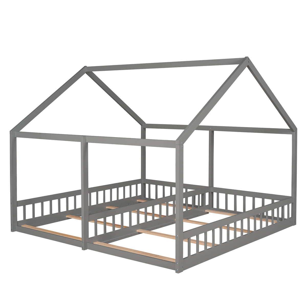 Twin House Platform Bed Gray