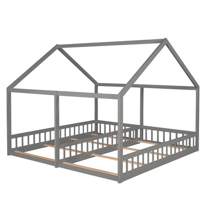 Twin House Platform Bed Gray