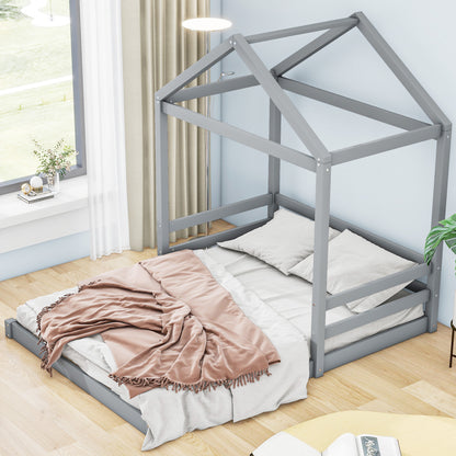 Full House Bed with Guardrail Gray