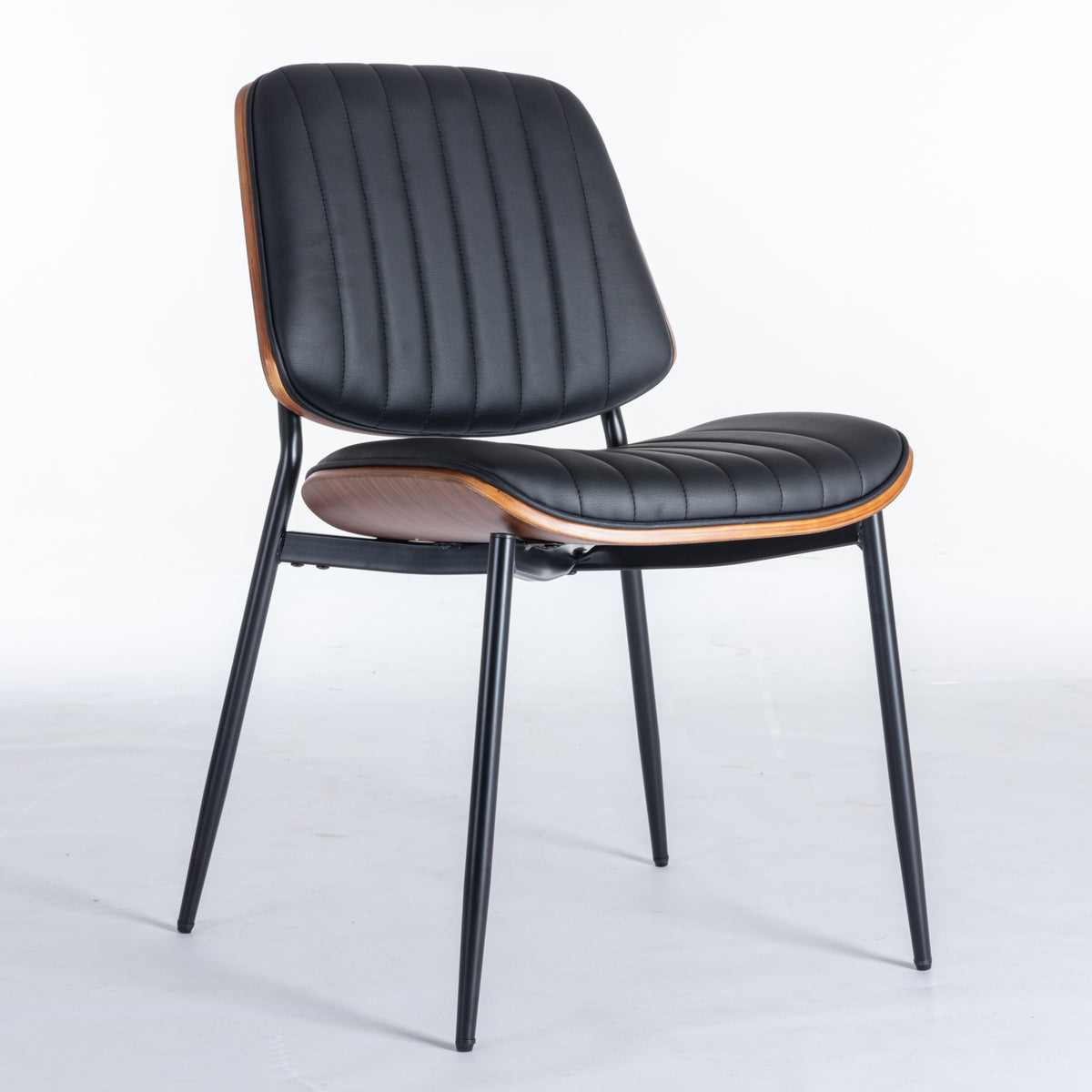 Retro Linen Dining Chairs Set of 2 Black Legs