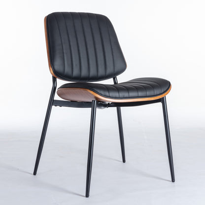 Retro Linen Dining Chairs Set of 2 Black Legs