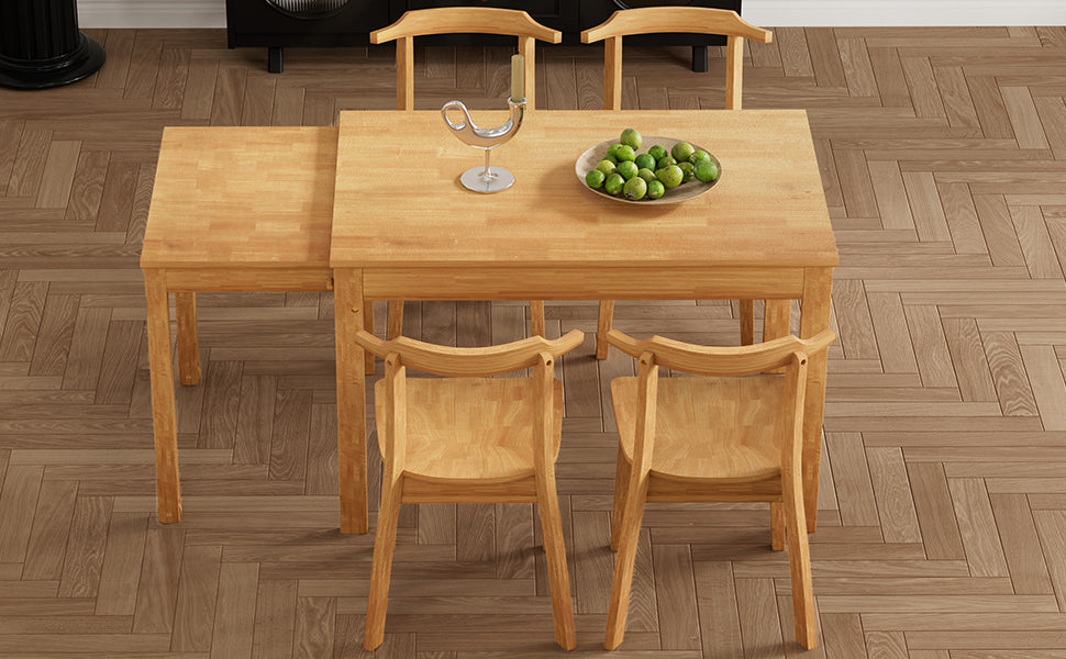 65” 5-Piece Dining Set – Natural Finish